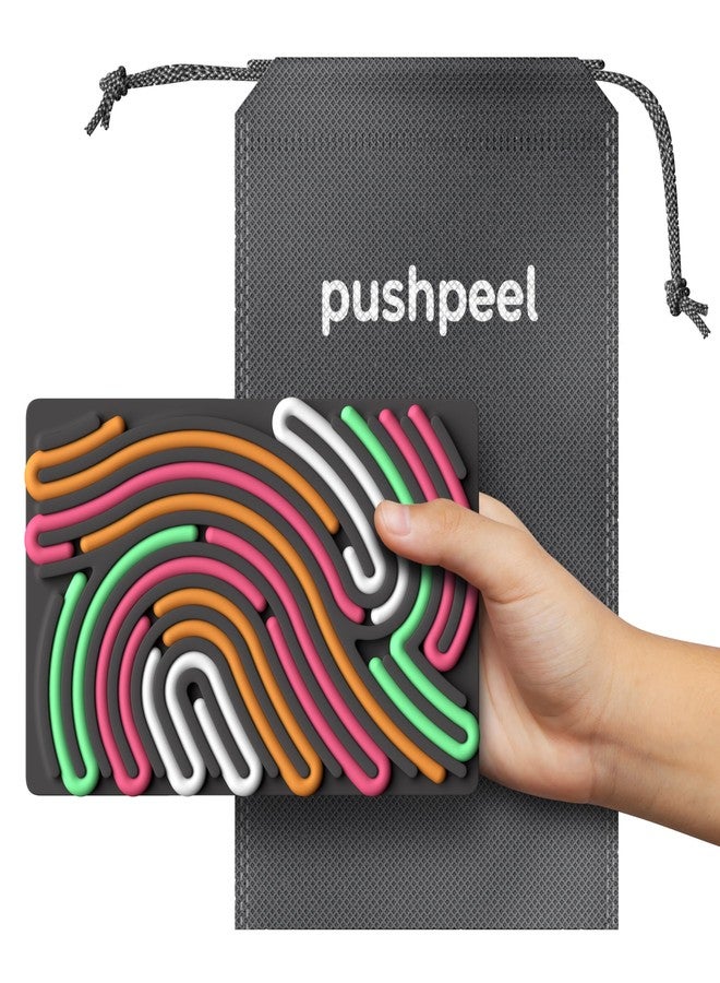 Pushpeel Sensory Activity Board: Silicone Fidget Toy for Calming, Stress, Anxiety, ADHD & Autism | Silent, No Mess | Kids 3+ & Adults | Includes Portable Travel Bag & 11 Strings (Granite) - Image 4